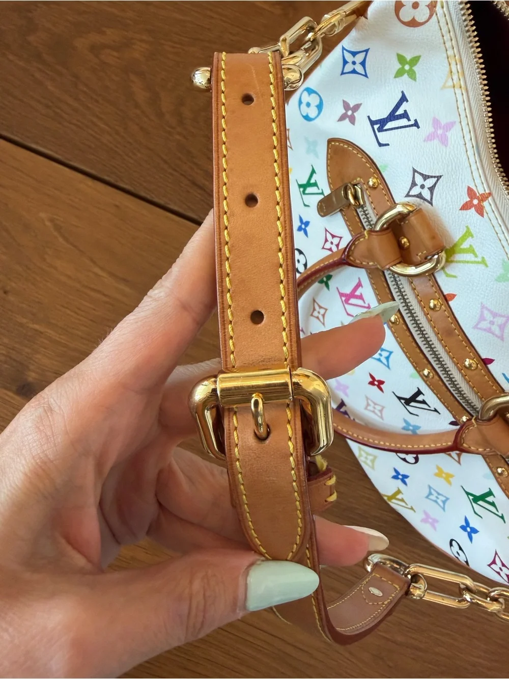 Takashi Murakami LV Monogram Multicolore Rita in Blanc/White